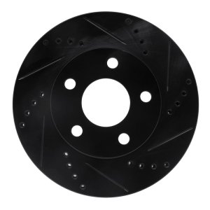 Buick Century Brake Rotor (1) - Front Right - R1 Concepts - Drilled & Slotted - Black - `97-`05